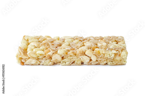 Obraz na płótnie Muesli bar or granola bar isolated on white background. w salonie