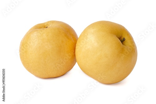 Obraz na płótnie Chinese pear close up on white background. w salonie