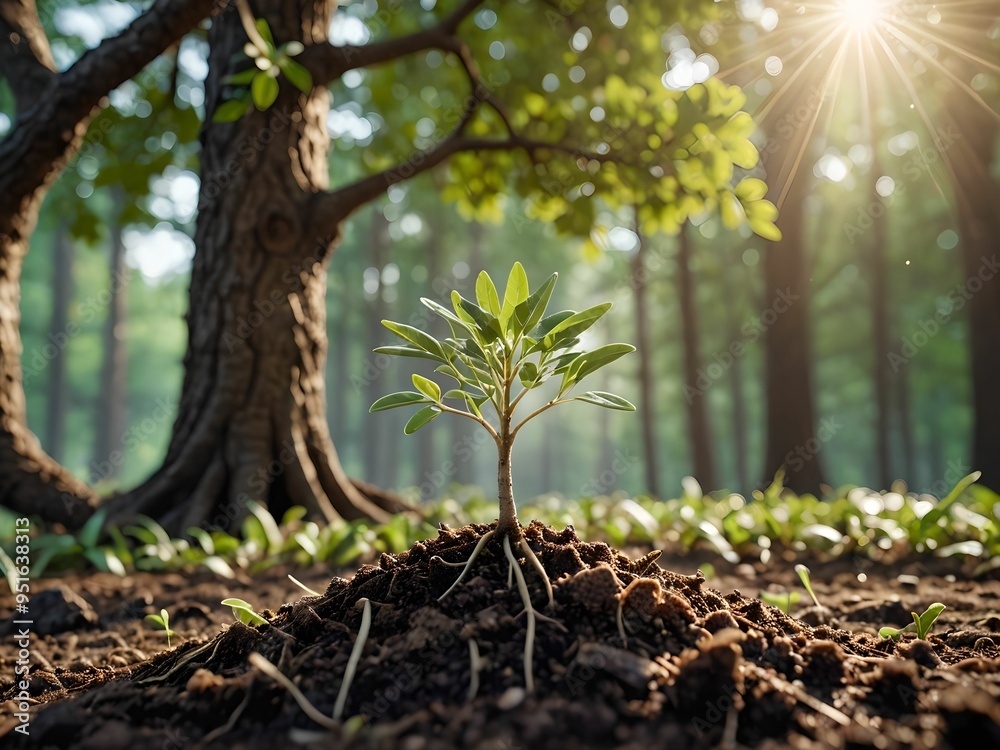 Tree Growing from Seed Symbolizing Success Growth Tree Growing from Seed Symbolizing Success Growth