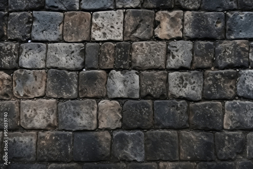 Processed collage of old european cobble stone pavement texture. Background for banner