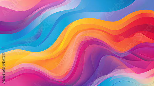 Bright and Colorful Gradient Background with Blurred Effect and Dynamic Illustrations