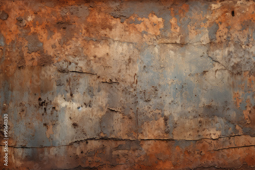 Processed collage of orange rust metal surface texture. Background for banner, backdrop or texture