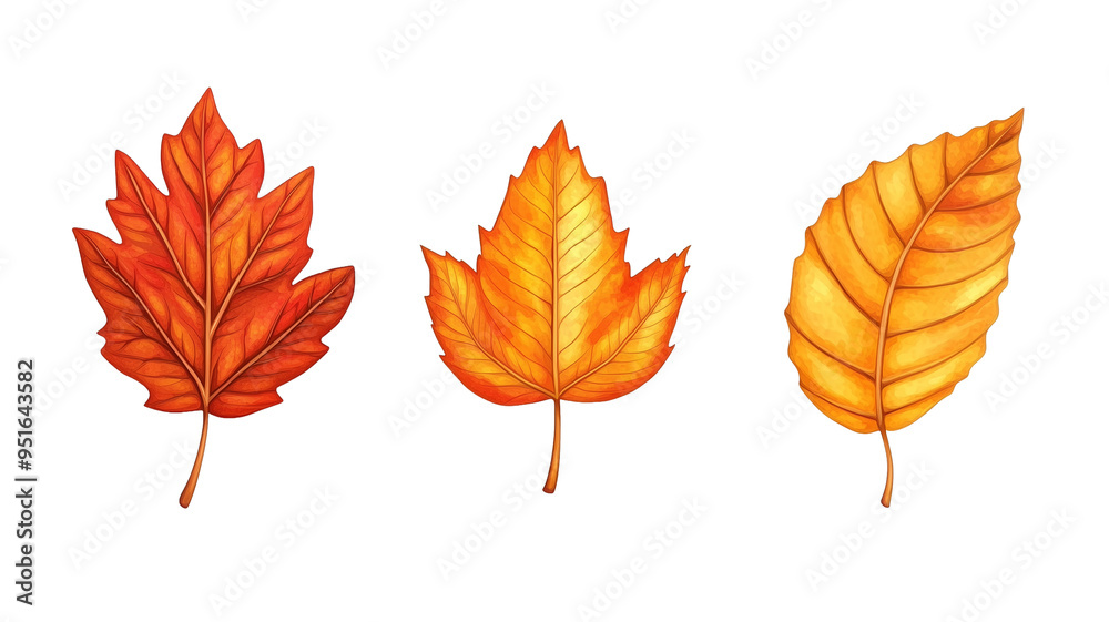 illustration, autumn leaves isolated on transparent background. Tree leaves of different shapes and colors, autumn design element for poster, postcard, children’s book or school education theme illustration, autumn leaves isolated on transparent background. Tree leaves of different shapes and colors, autumn design element for poster, postcard, children’s book or school education theme