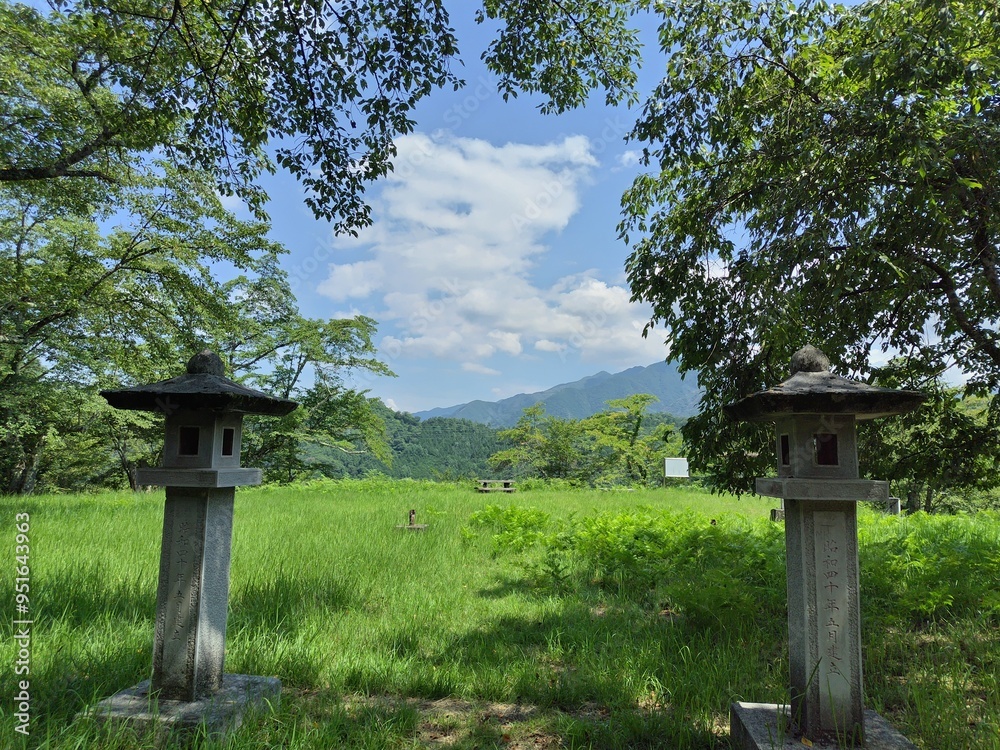 The summit of the ruins of Katsuyama Castle in Tsuru City, Yamanashi Prefecture The summit of the ruins of Katsuyama Castle in Tsuru City, Yamanashi Prefecture