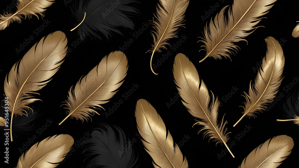 Obraz premium feather on black background, ai generated