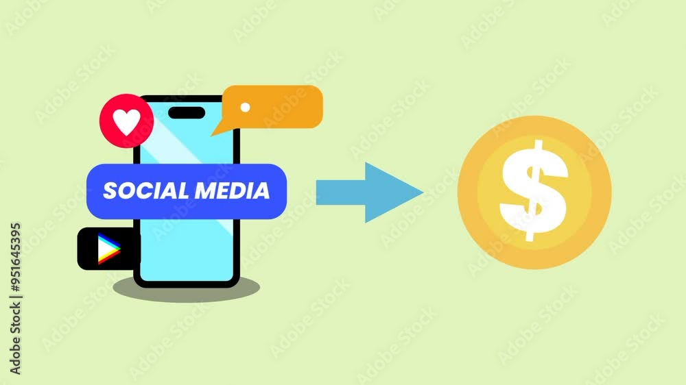 Illustration of making money from social media Illustration of making money from social media