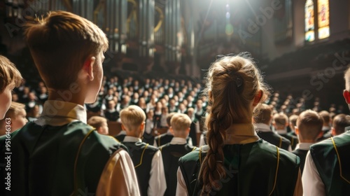 A group of children are standing in a church choir