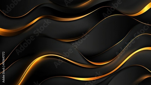 Abstract Gold and Black Waves Design