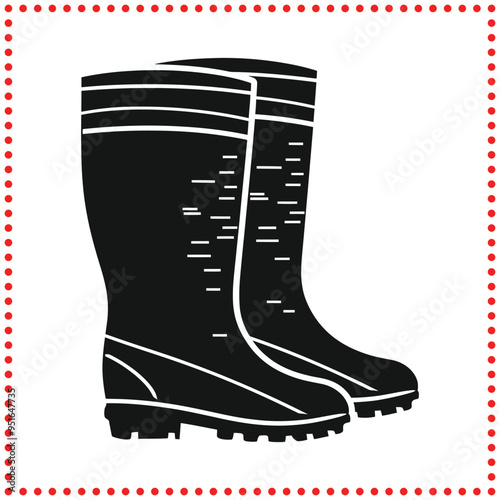 Stylized Wellington Boots Design  Ideal for Weather Themed Projects and Garden Graphics
