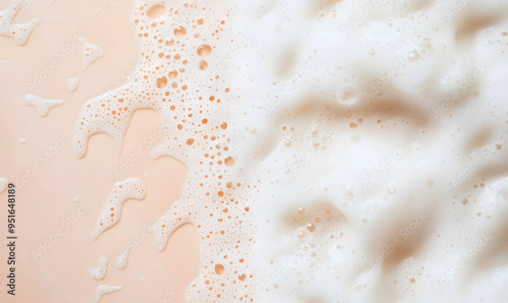 white soap foam on a beige color background, Generative AI white soap foam on a beige color background, Generative AI