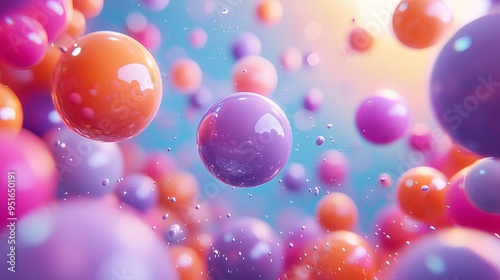 Colorful abstract spheres floating in a vibrant, dreamy background