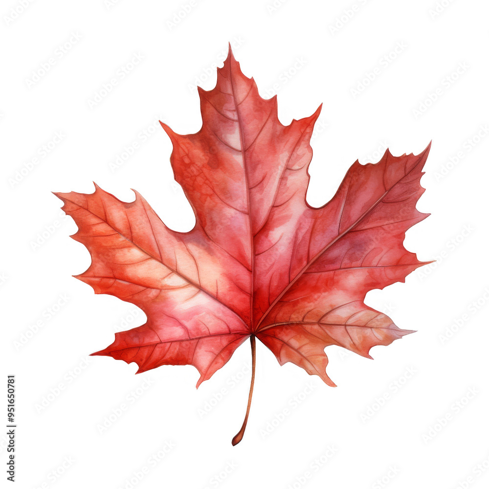 Obraz premium Watercolor Maple Leaf Isolated on a Transparent Background