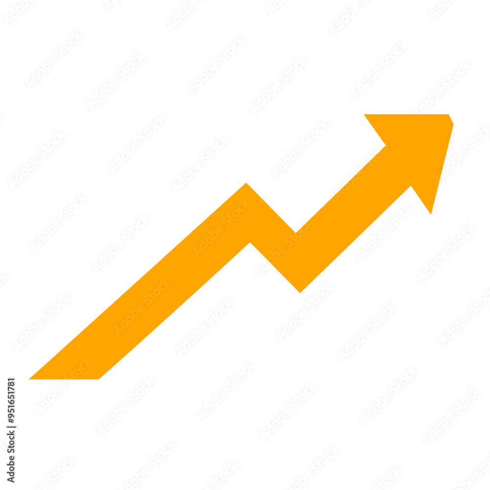 Yellow arrow up vector image, financial improvement arrow, growth arrow flat illustration design Yellow arrow up vector image, financial improvement arrow, growth arrow flat illustration design
