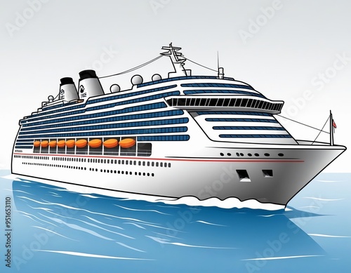  cruise ship in the water with a flag on the stern. photo