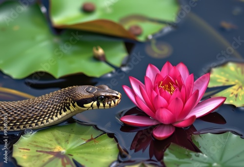 water lily in the pond photo