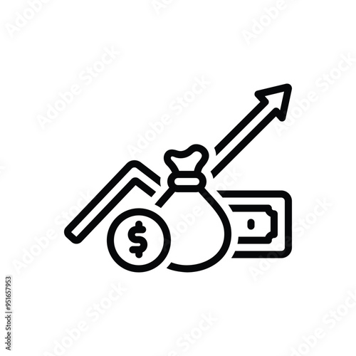 Black line icon for economy