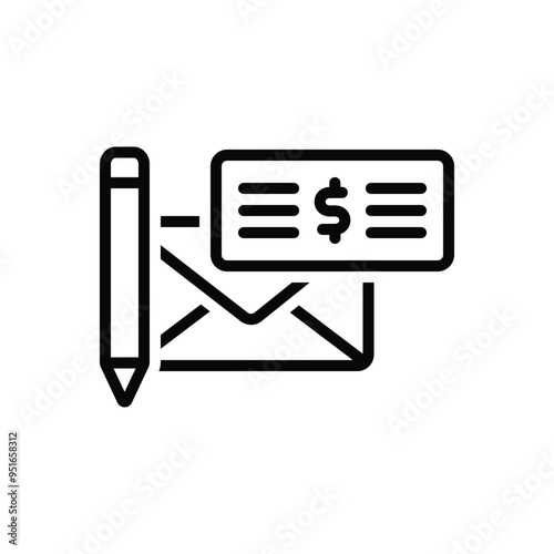 Black line icon for paycheck