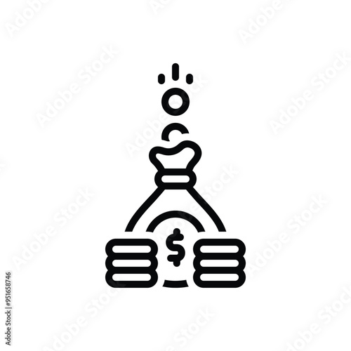 Black line icon for saving