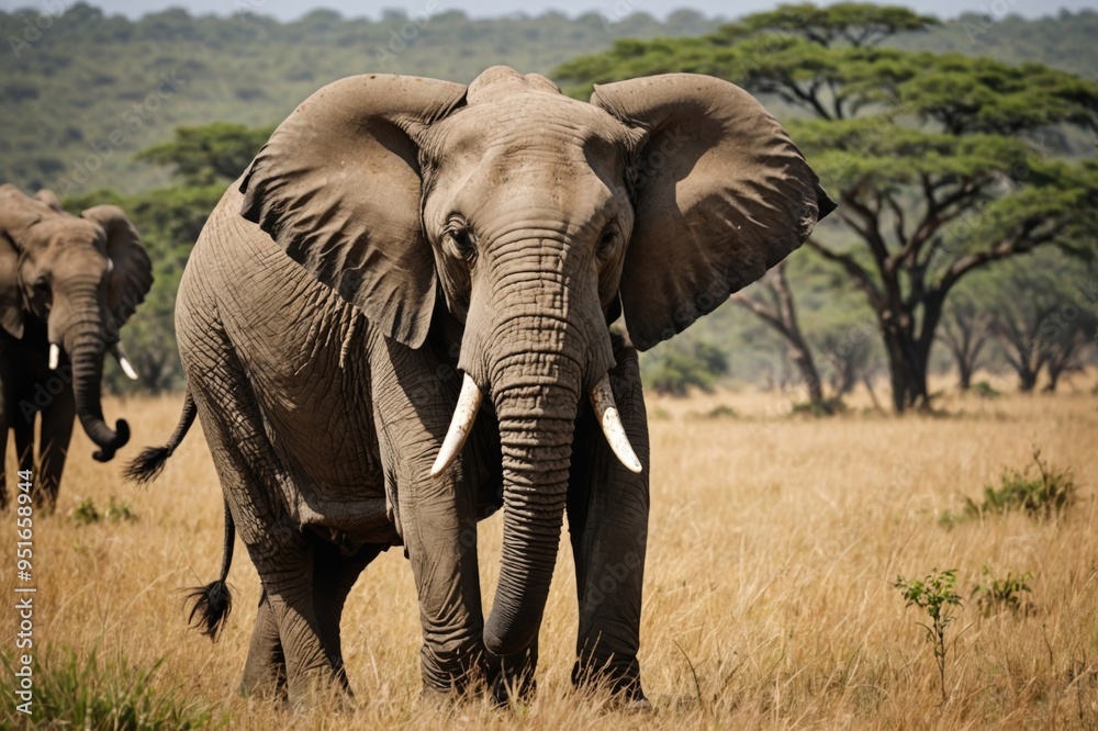 Fototapeta premium Close full framed view of Elephant in the savannah