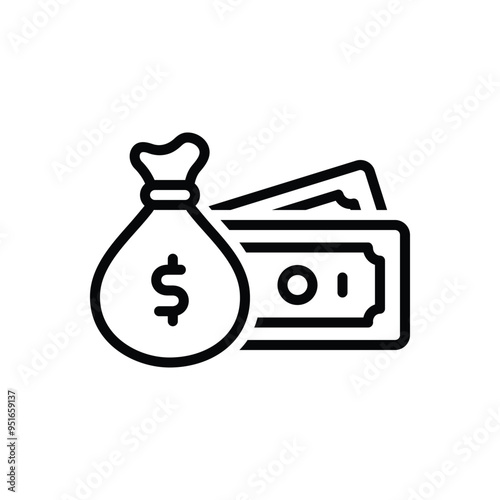 Black line icon for wealth