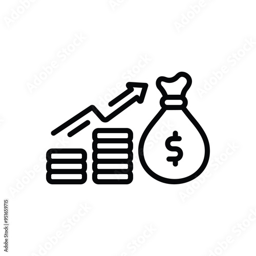 Black line icon for earnings