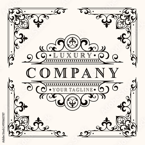 decorative corner frame square border frame border line greeting card invitation card product label