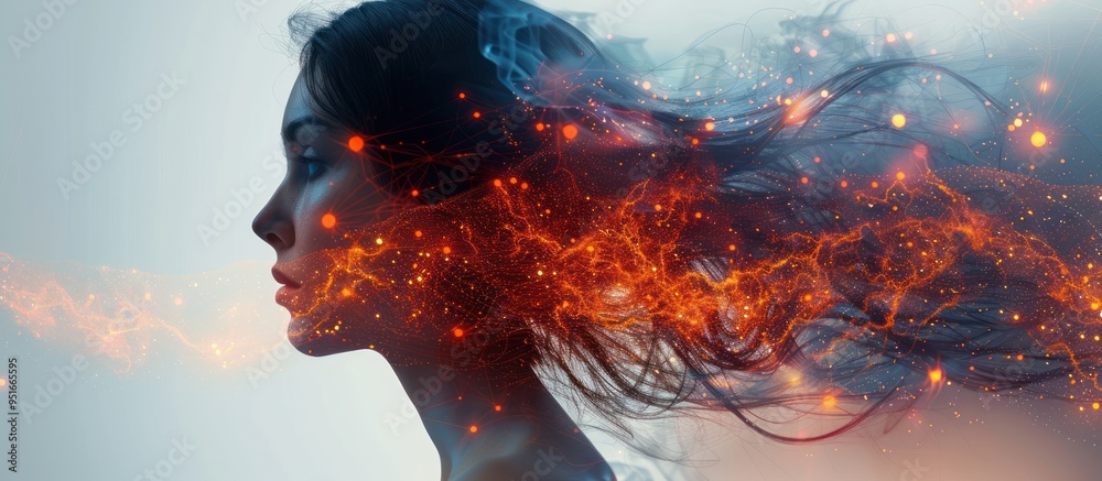 Mystical Portrait with Glowing Hair Mystical Portrait with Glowing Hair