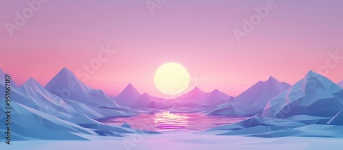 Sunset over Polygonal Mountains