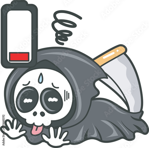 Illustration of cute skull ghost icon.
Funny skull ghost in activities stickers.
Angel of death cute elements.