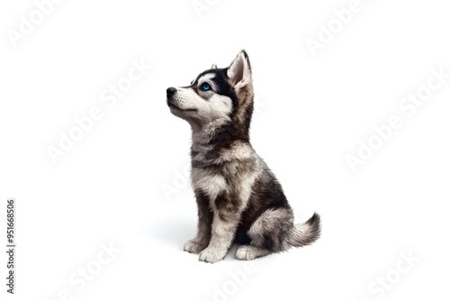 siberian husky puppy on white background