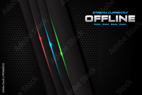 Abstract digital neon stripes dark background. Twitch, Youtube streamer offline banner