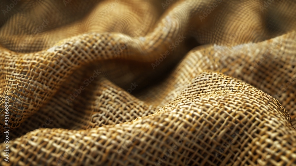 A close-up shot of the burlap fabric, highlighting its intricate weave and natural texture. A close-up shot of the burlap fabric, highlighting its intricate weave and natural texture.