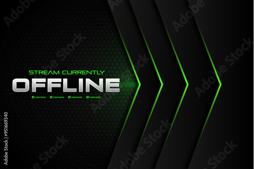 Green and Black Offline Twitch Stream Banner Template