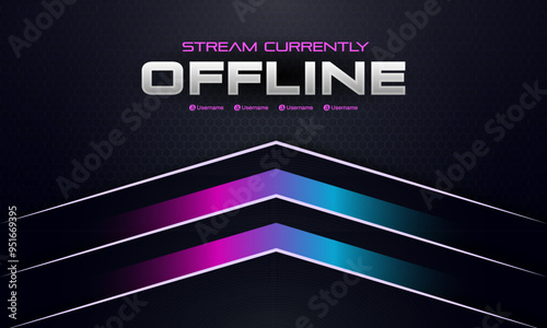 Neon Stream Offline Banner with Purple and Blue Gradient Arrow Design