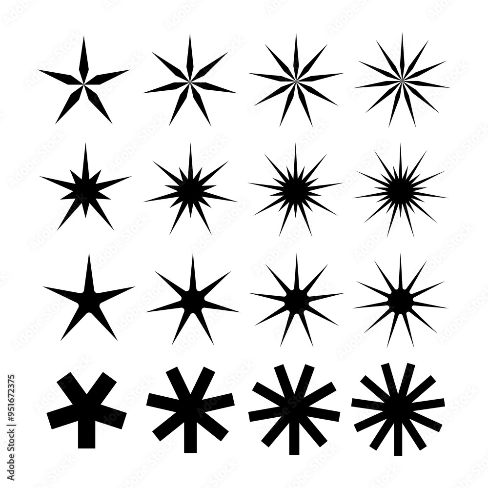 Star icon set on white background