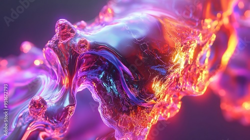 Colorful abstract liquid waves in vibrant purple and orange hues
