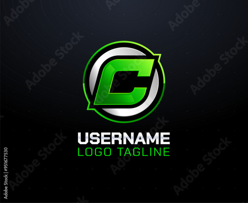Initial letter C e-sports gaming logo