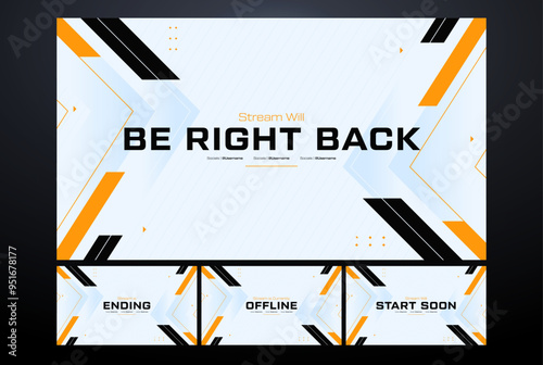 Modern Stream Overlay Pack, Black & Orange Color Scheme with Animated Elements