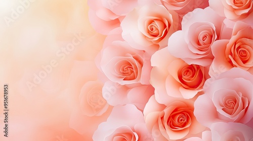 Soft peach roses with a dreamy background create a romantic and elegant atmosphere, perfect for any floral theme.