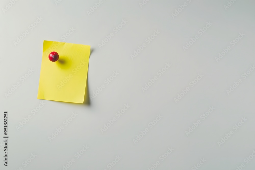 yellow sticky note with a red push pin on a wall background yellow sticky note with a red push pin on a wall background