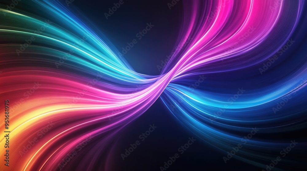 Fototapeta premium Vibrant light trails intertwining in a dynamic swirl, creating an abstract background with captivating colors.