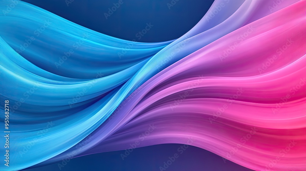 Fototapeta premium Vibrant waves of blue and pink blend seamlessly, creating a dynamic and soothing background for various design projects.