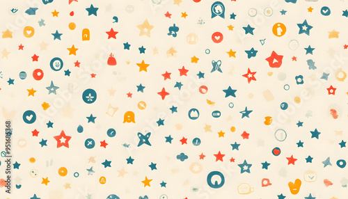 Repeating small icons, like stars, dots, or simple symbols, evenly spaced on a neutral background for a subtle pattern.