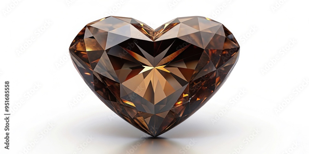 Fototapeta premium Dark brown heart-shaped diamond gemstone with a painite cut style, jewelry, gemstone, rare, precious, luxury