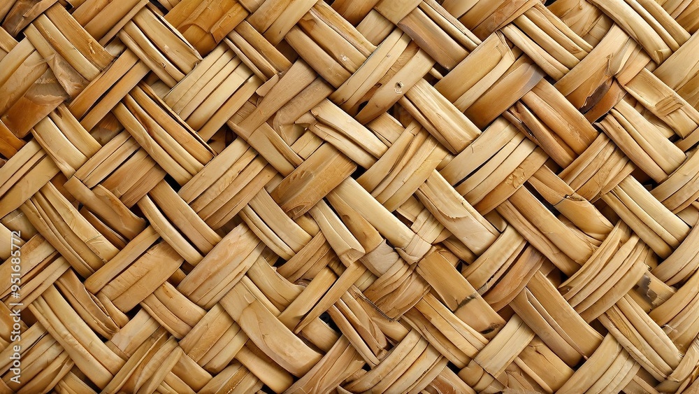 Close-up of a woven rattan texture with a natural brown color and a diagonal pattern. Close-up of a woven rattan texture with a natural brown color and a diagonal pattern.
