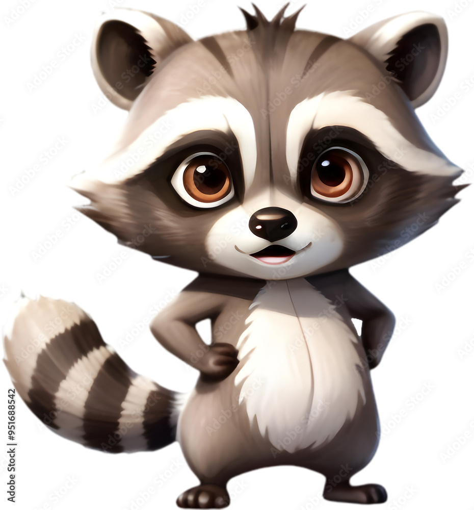 Fototapeta premium Adorable Raccoon Cartoon Clipart for Kids and Crafts. 