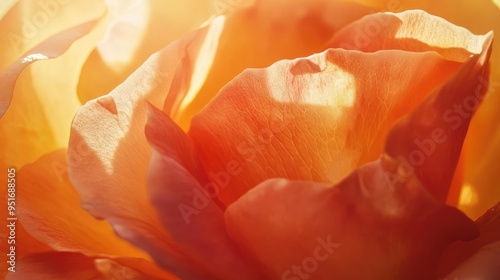 Wallpaper Mural A close-up of a rose petals, with sunlight filtering through, creating a warm, glowing effect. Torontodigital.ca