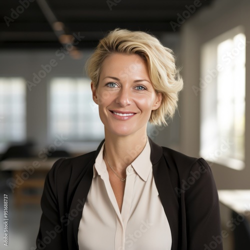 Close-up of a female executive in an office Generated with AI