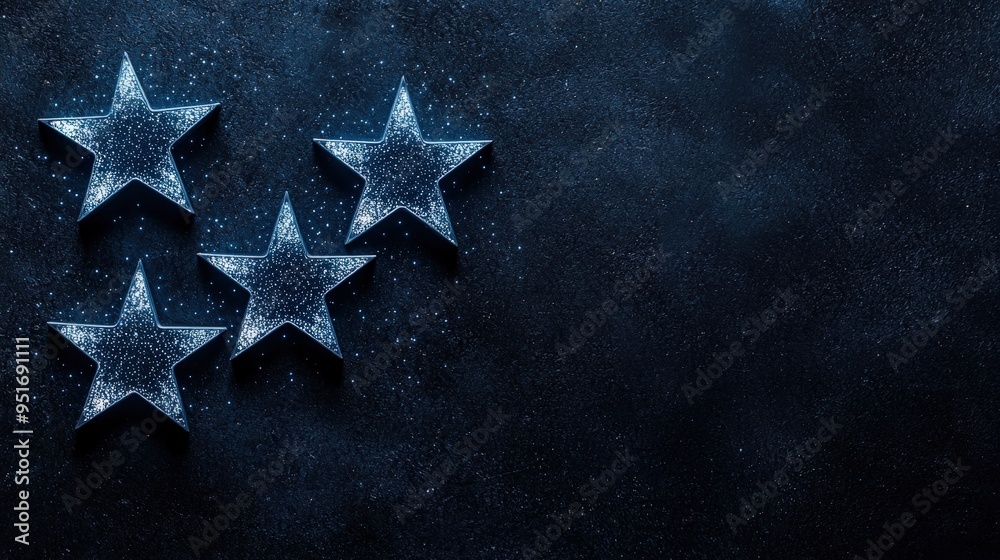 Star rating on a dark, starry night background, surrounded by luminous and glowing effects for a premium look Star rating on a dark, starry night background, surrounded by luminous and glowing effects for a premium look