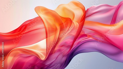 Colorful swirling fabric flowing gracefully in soft light